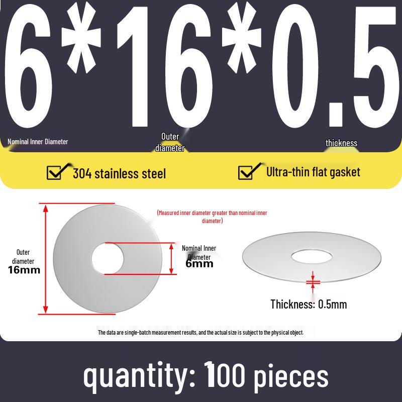 Plochá podložka z nerezové oceli 304 pro nastavení vůle hřídele (0,1/0,2/0,3 mm)