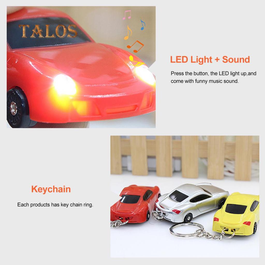 Car Model Pendant LED Light Sound Horn Key Chain Keychain Ring Bag Phone Decor Suspension Trinket