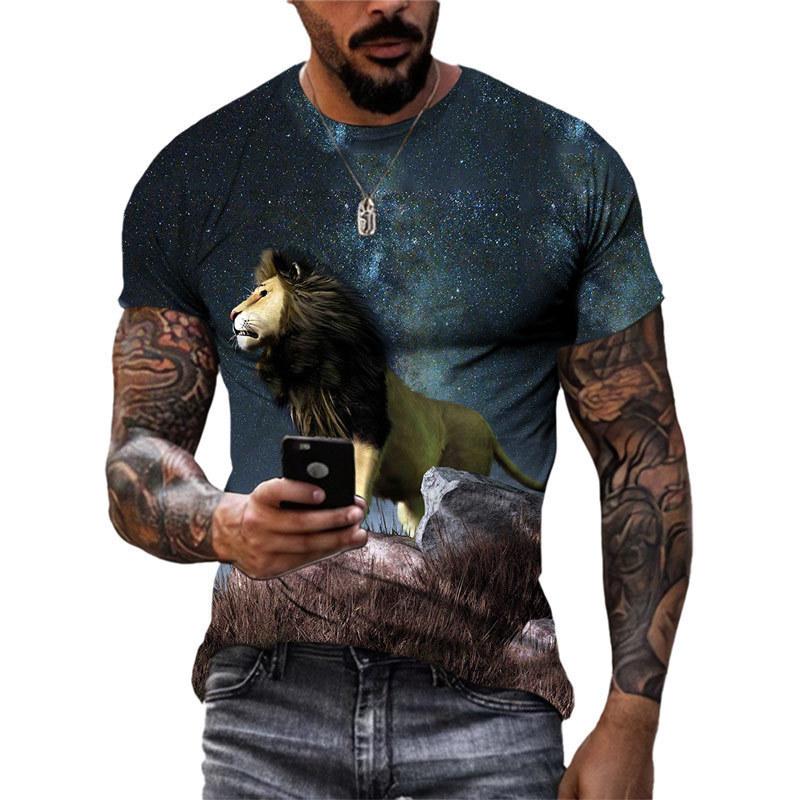3D Printed Trend Men's Casual Round Neck Fashion Short Sleeved T-shirt Top