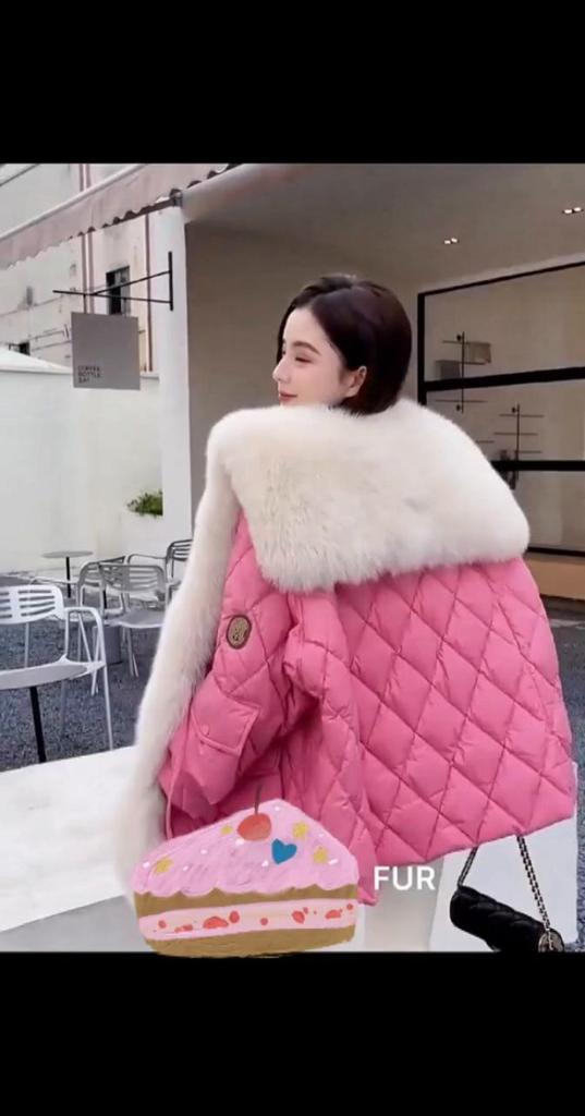 Winter Women Parka Coat Super Large Faux Fox Fur Nautical Collar Down Cotton New Arrival