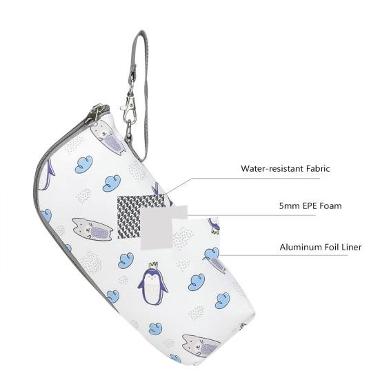 Baby Bottle Bag Adorable Zipper Closure Oxford Cloth Portable Car Stroller Breast Milk Insulated Bag Nursery Supplies