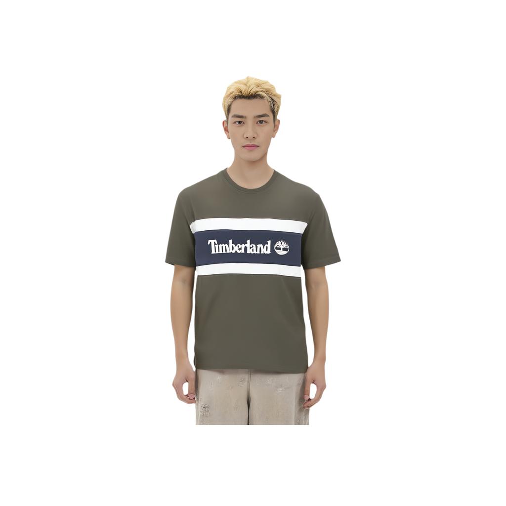 Timberland Colorblock Kurzarm T-Shirt Herren Tops Armeegrün A22S1Z29