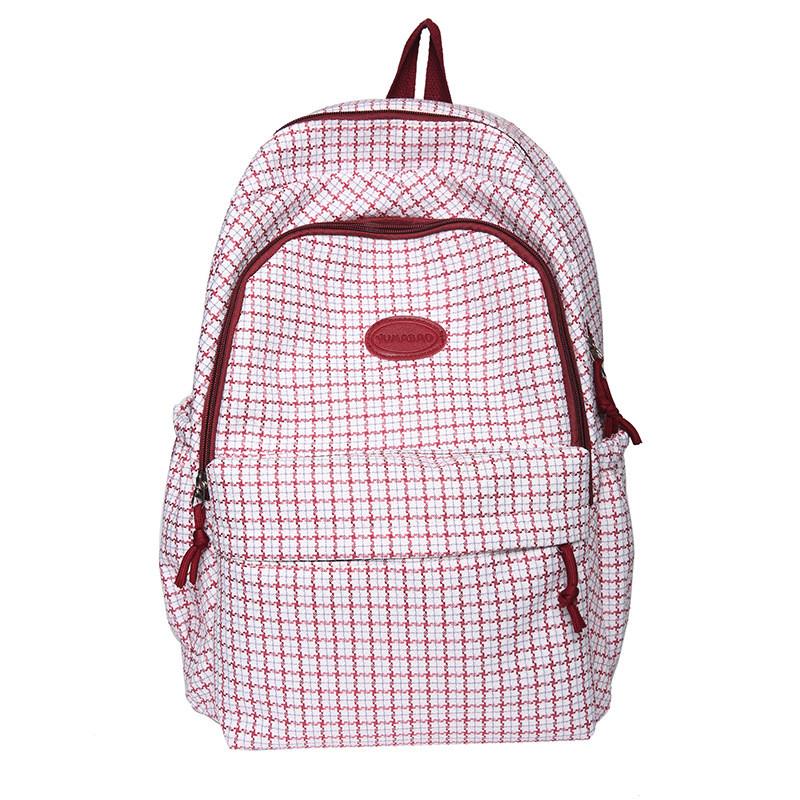 Cute Nylon School Bag With Grid Design And Letter Decoration For Students And Casual Daily Outfits