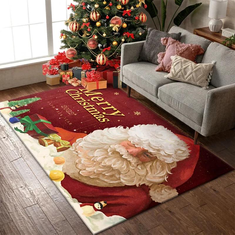 Rote 3D Frohe Weihnachten Dekoration Eingangsteppich Wohnzimmer Couchtisch Decke Weihnachtsmann Schneeflocke Matte Schlafzimmer Teppiche Fußmatten