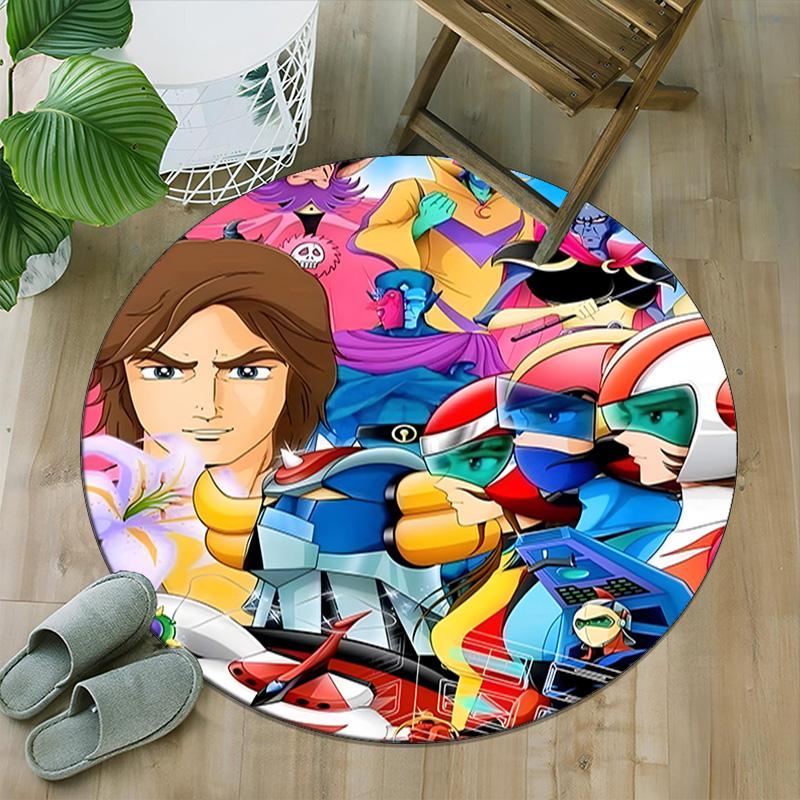 1pc UFO Robot Grendizer9 Print Round Carpet Chair Round Carpet Suitable for Bedroom Living Room Home Decorative Carpet