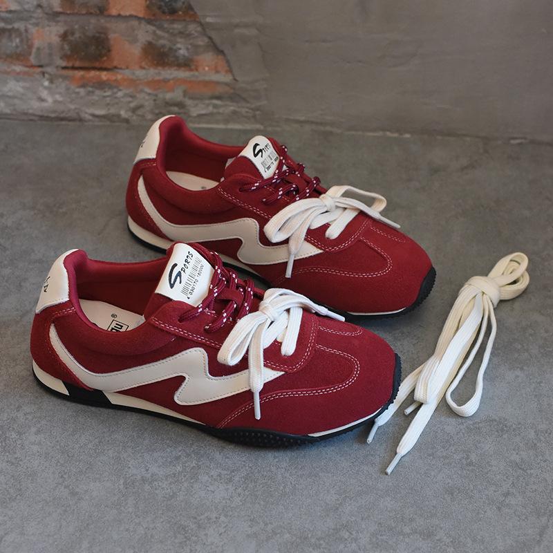 

[Fanfna] Flat-bottomed German training shoes for women s 2025 autumn new casual versatile soft-soled comfortable running sports shoes 40 червоний