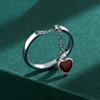 Creative Ruby Fringe Nastavitelný otevírací pár Stříbrný prsten S925 pro ženy Originální šperky ze sterlingového stříbra ve tvaru srdce