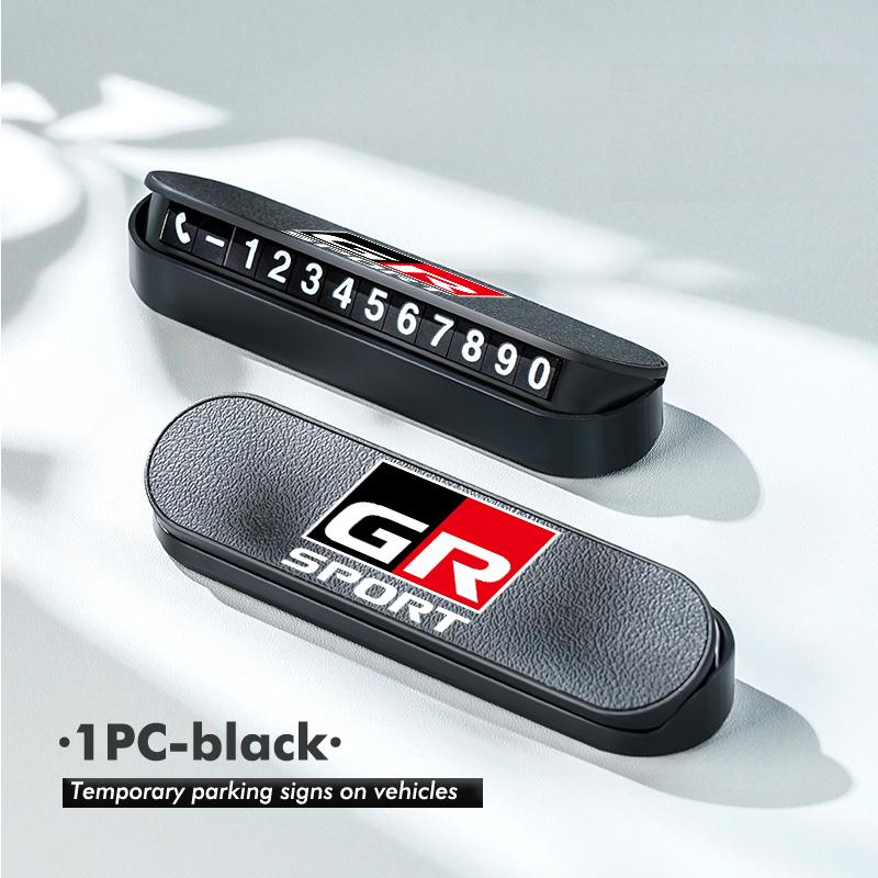 cnkym4 Suede Leather Car Temporary Parking Card Phone Number Plate For Toyota GR MN Corolla Yaris Aygo Prius RAV4 Crown CHR Camry