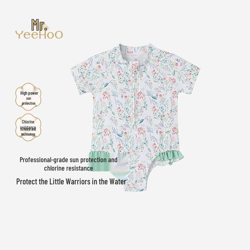 YEEHOO Girls' UPF 50+ Short-Sleeve One-Piece Swimsuit