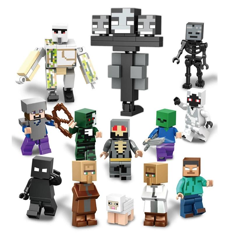MOC29 My World Minecraft New Educational Fun Building Blocks Small Particles Interlace Pixel Doll Toy Bag Children's Day Gift