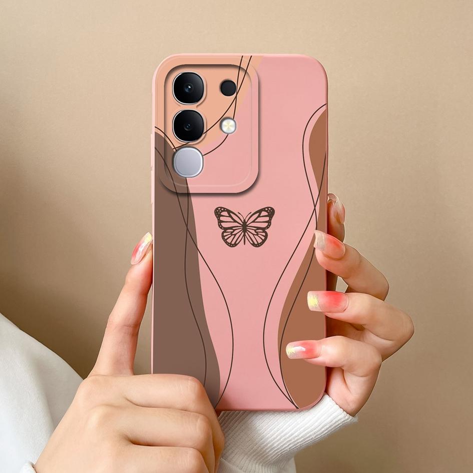 Für Vivo Y29 Y29S Y39 S19 Pro Y19S V30 V40e V50 Y04 T4x iQOO Z9s V40 Lite(IDN) Hülle Hübscher Schmetterling Gänseblümchen Weiches Silikon Anti-Sturz Schale Für Vivo Capa