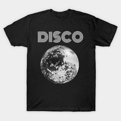 Men Black Print T-shirt Black And White Disco No-Cut Transfer Paper Print Cotton Tshirt