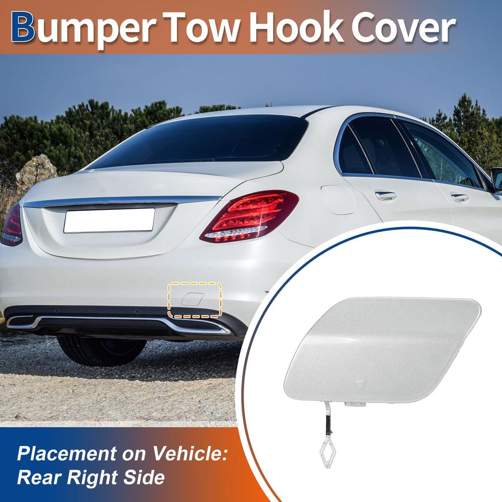 ACROPIX Rear Light Car Bumper Toe Hook Cover Cap for Mercedes Benz W205 Silver Part 1 Piece C-Class 2015-2020, Tone, Number A2058850224,