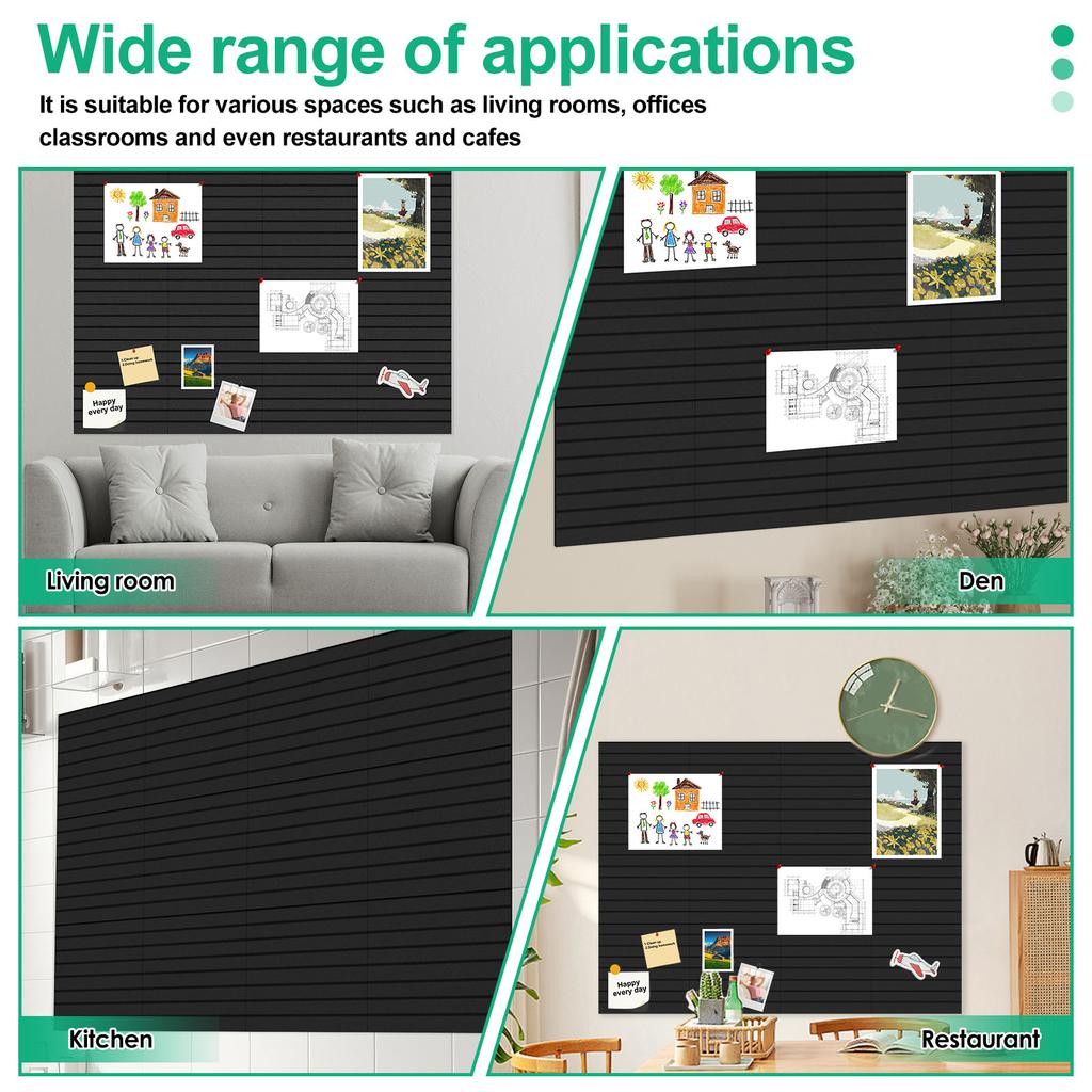 12Pcs Felt Wall Stickers School Works Display Bulletin Board Photo Wall Backdrop Message Soft Wooden Board for Home and Office