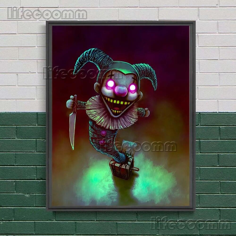 Horrible Clown Box And The Banshees Wail Vintage Wall Art Canvas Painting Puppet Knights Controlled By Witchcraft Poster Print No Frame