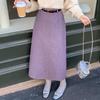 Women's Taro Purple Wool High Waist Slimming Mid-Length Skirt - Autumn/Winter 2025