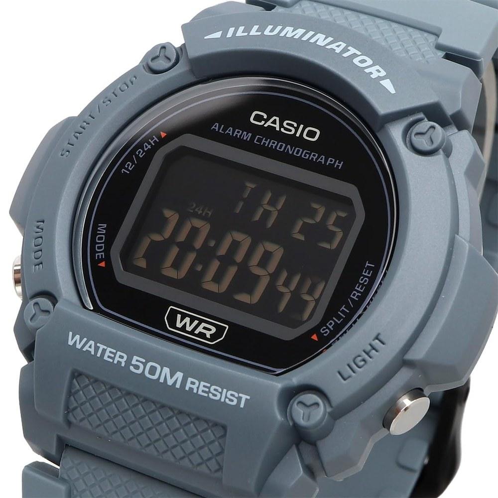 Casio Standard Digital Wristwatch W-219HC-2BV Men's Matte Grayish Blue
