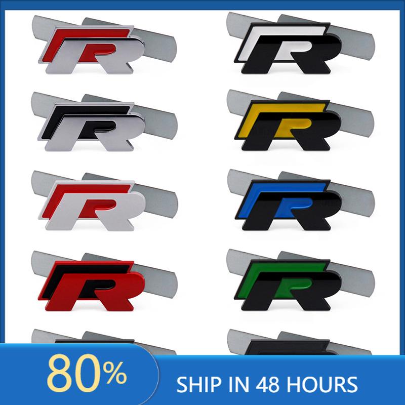 BRP1 Für VOLKSWAGEN VW GTI 3D Metall R Kühlergrill Emblem Abzeichen R line Kühlergrill Aufkleber Für Volkswagen VW R Rline Bora Golf GTI Polo Tiguan P oq2