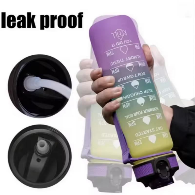 1000ML Large Capacity Sports Water Bottle with Time-Tracking Straw Leak Proof Locking Flip Cover for Outdoor Fitness