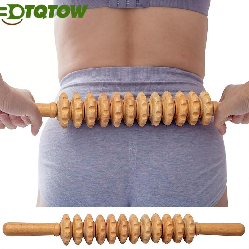 1Pcs Manual Massager Wooden Handheld Roller Trigger Point Massager Stick For Fascia,Cellulite,Muscle,Back Body Therapy Massager