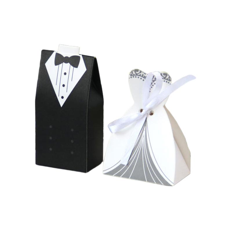 20/30pcs Bride And Groom Candy Box Wedding Favor And Gifts Box Sweet Bags With Ribbon Wedding Decoration Souvenirs Party Decor