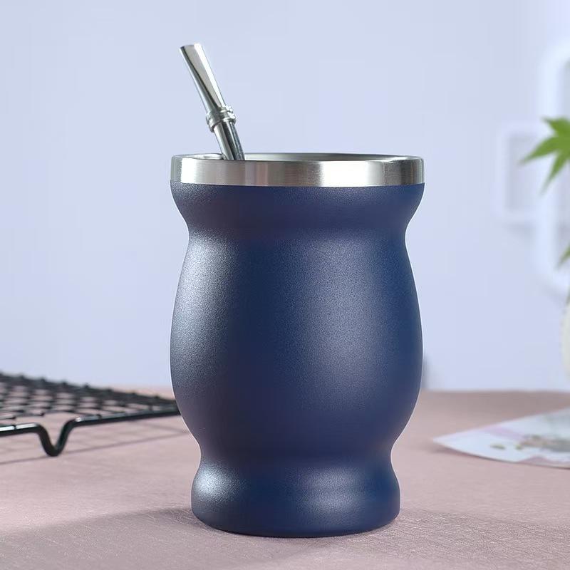 Creative Hot-selling Stainless Steel OZ Mate Cup South America Argentina Gourd-shaped Teacup with Straw Brush Stirring Spoon