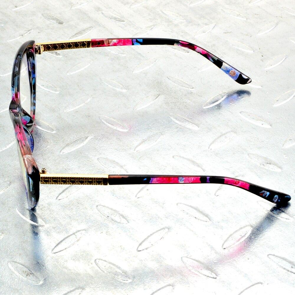 Fashion Cateye Blue Flower Gold Alloy Temple Full-rim Optical Glasses Frame Eyeglasses Eyeframe Eyewear