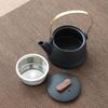 Japanese Black Pottery Tea Set with Handle Teapot, Dry Brew Tray, and Portable Bag for Home, Office, or Travel.