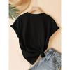 Womens Leopard Heart Print T Shirt Casual Short Sleeve Crew Neck Medium Stretch Spring Summer Fall Fashion Top