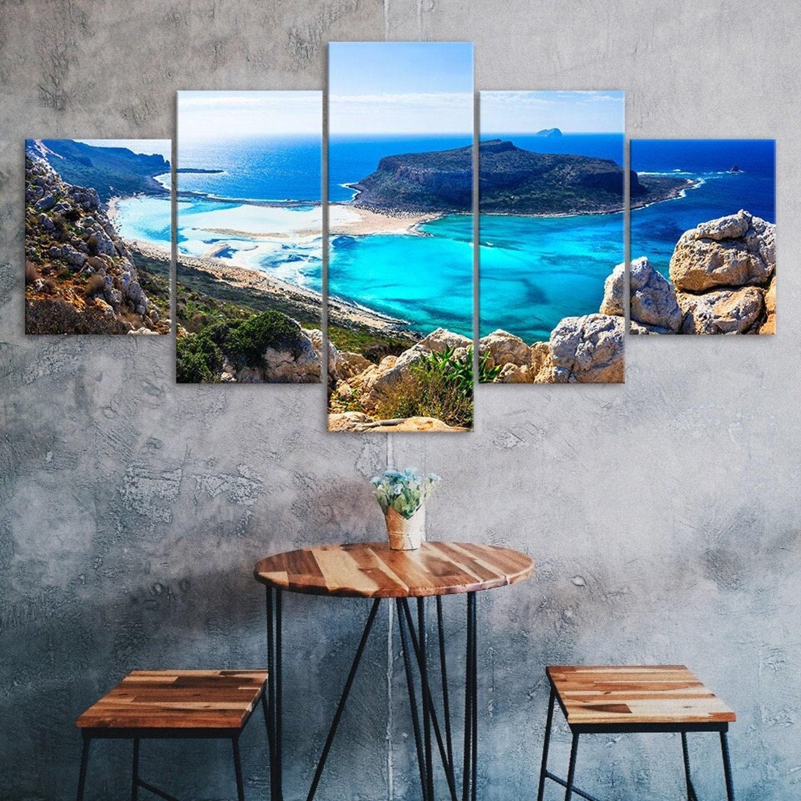 

Blue Sea Crete Balos Beach Beautiful Scenery 5 Piece Five Panel Wall Canvas Print Modern Art Poster Picture Home Decor Gift For Him For Her 20X35 20X45 20X55CM