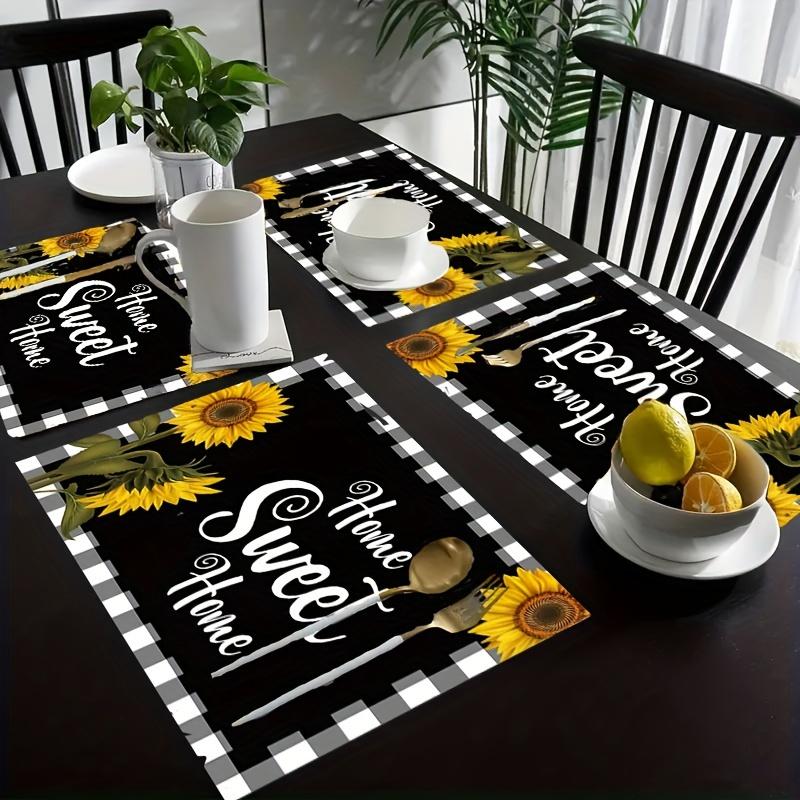 Sunflower Grid Meal Mat American Retro Meal Mat Home Table Insulation Mat Kitchen Decoration Mat