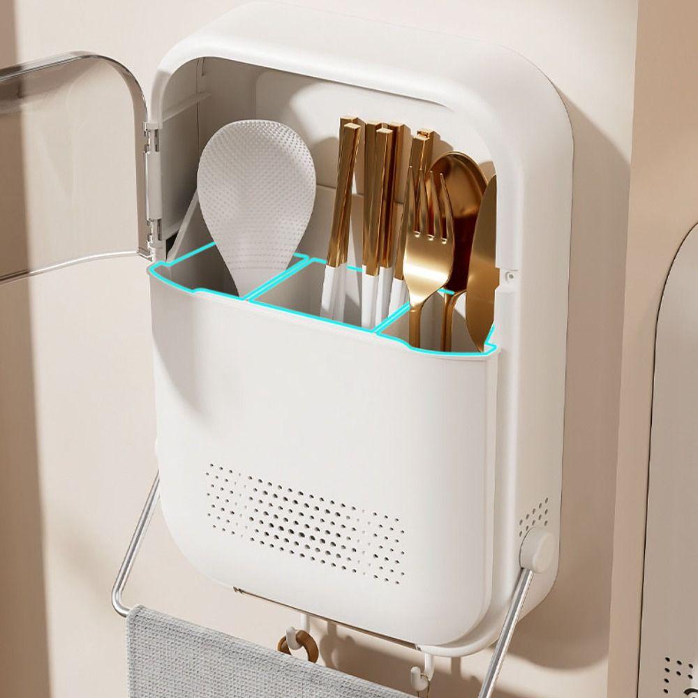 Dustproof Design Flip Top Chopstick Storage Kitchen Wall Mounted Storage Box  Home Storage