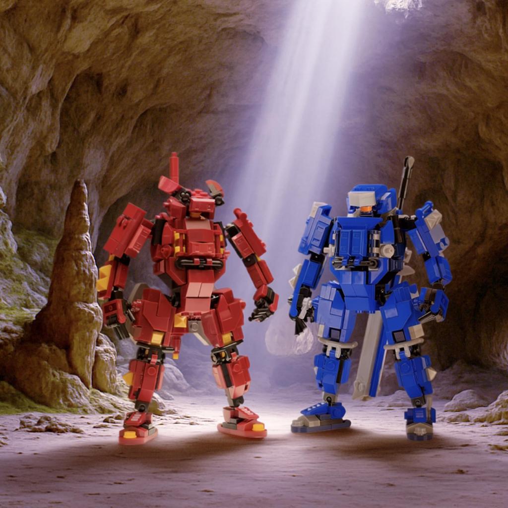 MyBuild Sci-Fi Cage 5027 - Blue Armor Mech with Great Sword Movable Robot Model Ages 14+
