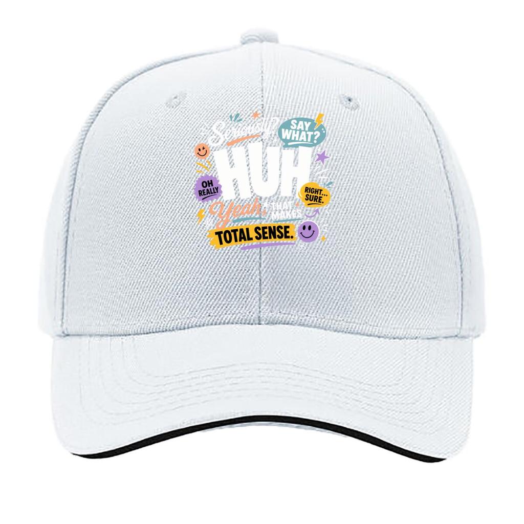 Playful Huh Quote Typography Layout Hip Hop Hat Fashion Outdoor Sports Sandwich Baseball Cap