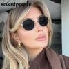 Steampunk Small Frame Oval Sunglasses Women  Luxury Brand Trendy Metal Frame Sun Glasses For Ladies Fashion Shades UV400