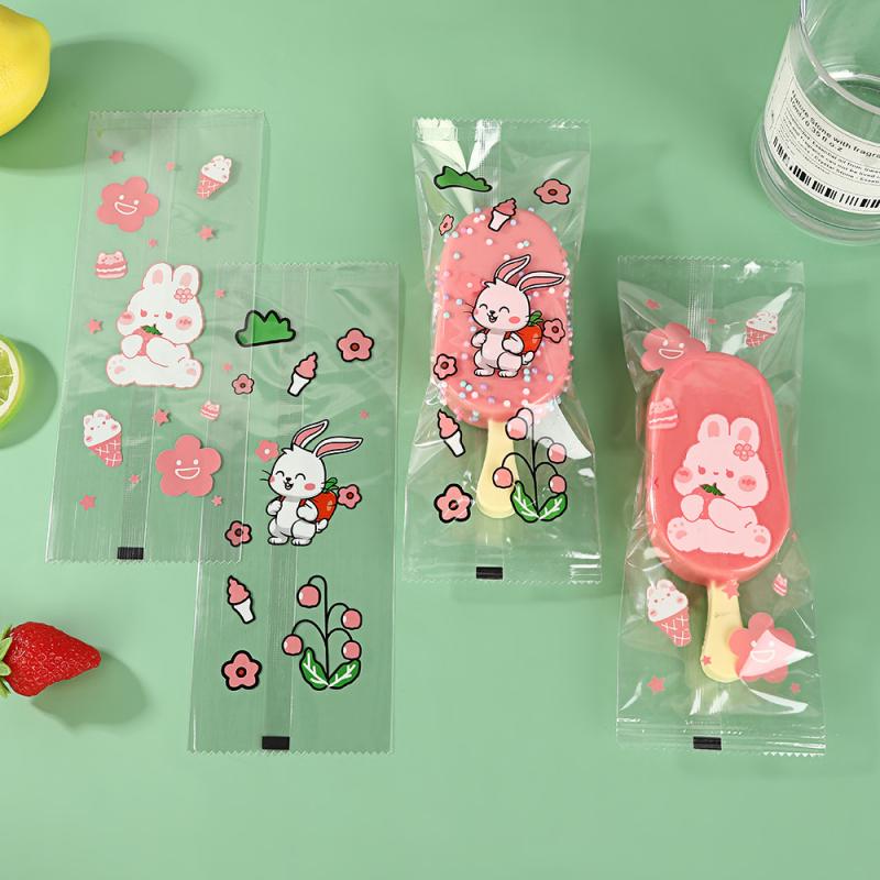 100Pcs Food Grade Ice Cream Packing Bag Diy Disposable Plastic Popsicle Protective Cover Thick Frozen Pops Handmade Wrappers