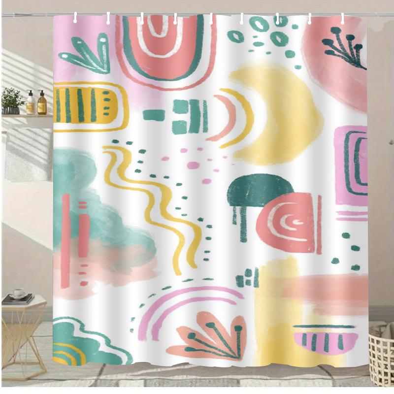 Summer Drinks Washable Dirt-Resistant Shower Curtain Shower Head waterproof Polyester Bath Curtain For Home Decor Accessories