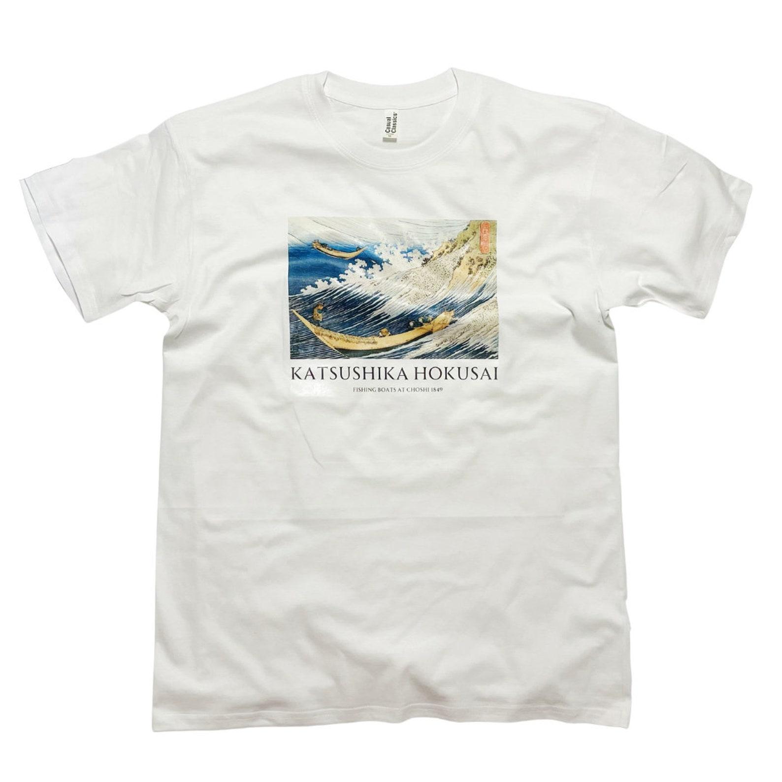 Two Small Fishing Boats on the Sea, Wild Sea at Choshi T-Shirt with Title 2XL