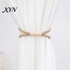 Wall Damage Free Curtain Holder Magnetic Tieback, Cotton Linen Rope Holdback with Wood Buckle for Tool Drapes, Decorative Tie Backs Bedroom,