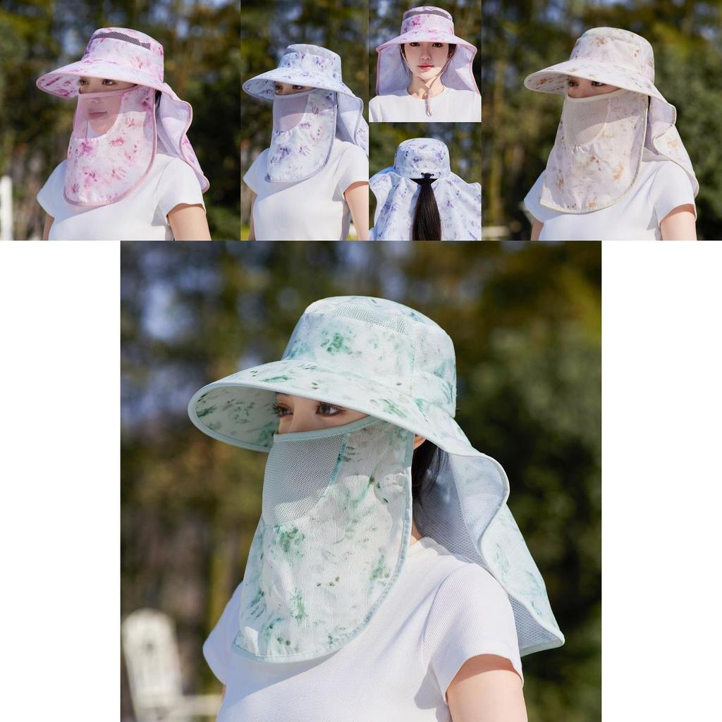 Outdoor Sun Protection Hat With Shoulder Cover For Women Summer Uv Blocker Lightweight Polyester