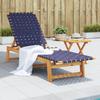 Vidaxl Sun Lounger With Table, Dark Blue, Acacia Wood And Fabric