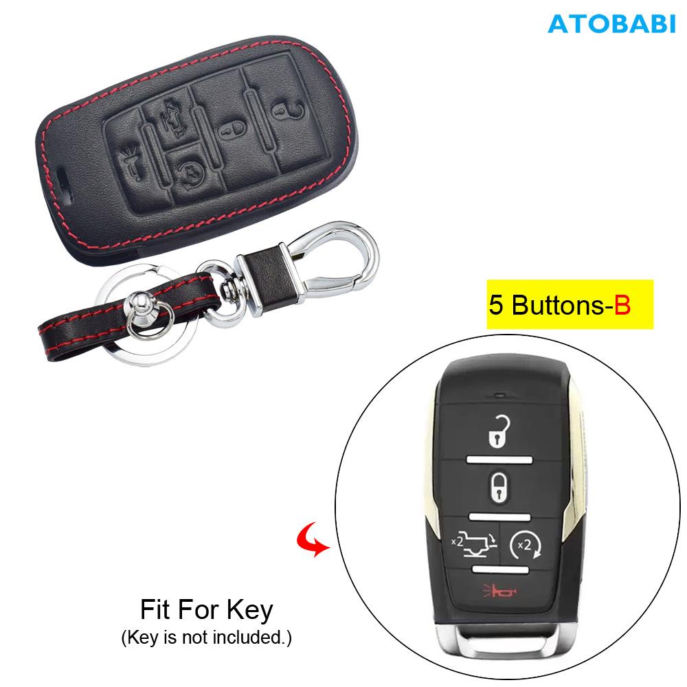 Leather Car Key Cover Smart Remote Control Fobs Shell Cases Auto Accessories For Dodge Ram 1500 Pickup