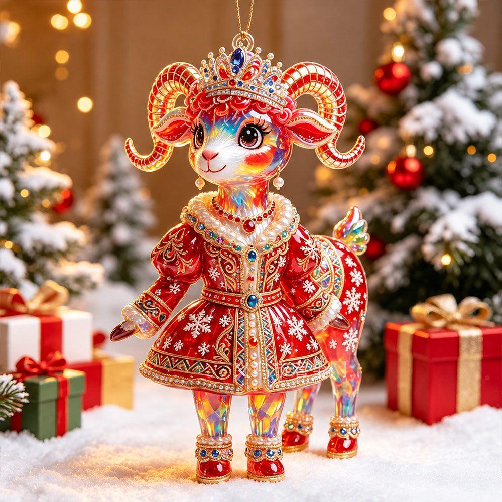 Shining Goat Hanging Ornament Acrylic Animal Hanging Decoration Christmas Tree Ornament Bag Charms