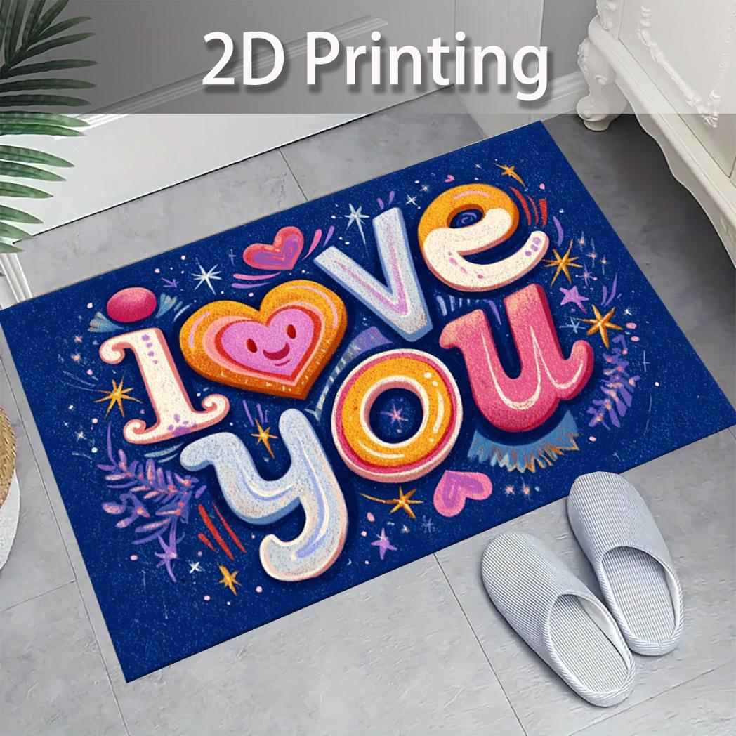 

I Love You Carpet Vibrant Valentine s Day Rug Doormat Welcome Mat Bathroom Mat Carpet For Live Room Rug For Bedroom Home 40X60CM (1.3X2FT