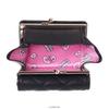 L25163 Esther Bunny Mini-Geldbörse mit Verschluss und gestepptem Design, fasst 9 Karten, inklusive Münzfach, 9cm x 10cm x 3cm, Schwarz, für den Inlandsverkauf in Japan