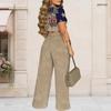 Women Plus Size Round Neck Short Sleeve Heart Printed Crop Top Wide Leg Pants Two Piece Set