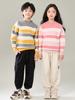 Striped Wool Sweater for Kids - Unisex Knitwear for Boys & Girls, Perfect for Autumn & Winter, Korean Style Pullover, Parent-Child Option Available