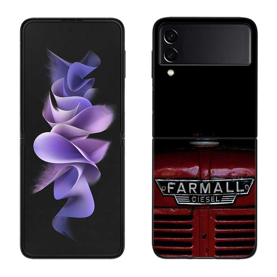 

T-Tractor Farm Phone Case For Samsung Z Flip 7 6 5G Galaxy Z Flip 5 4 3 Black Hard Cell Cover Luxury PC Shell Coque Samsung Z Flip 5 5G
