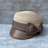 Bow Raffia Equestrian Hat Women'S Summer Travel Sun Protection Sun Hat Versatile Cap Beach Straw Hat