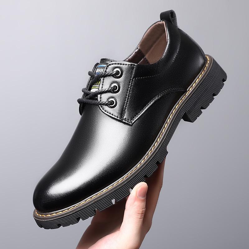 2025 New Men's Martin Boots Men's Trend Big Head British Casual Versatile Low-top Shoes Formal Leather Shoes Men